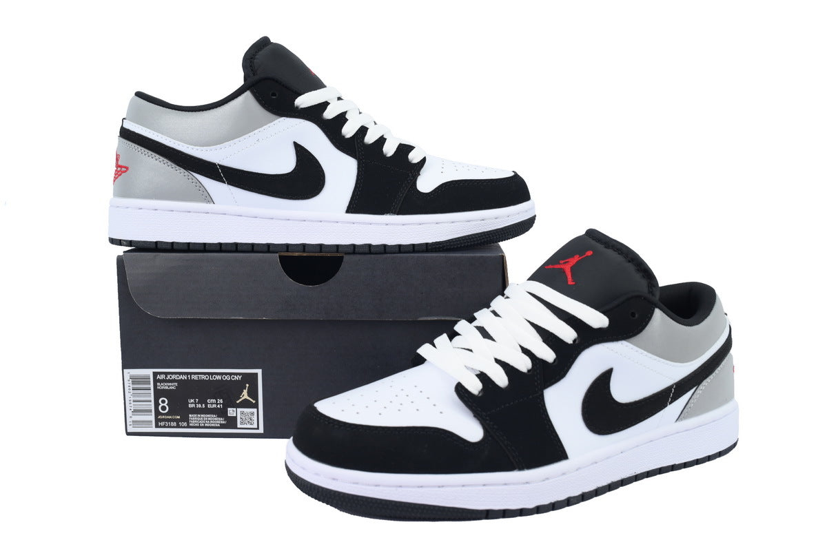 Air Jordan 1 Low 'White Fire Red Black Matte Silver'